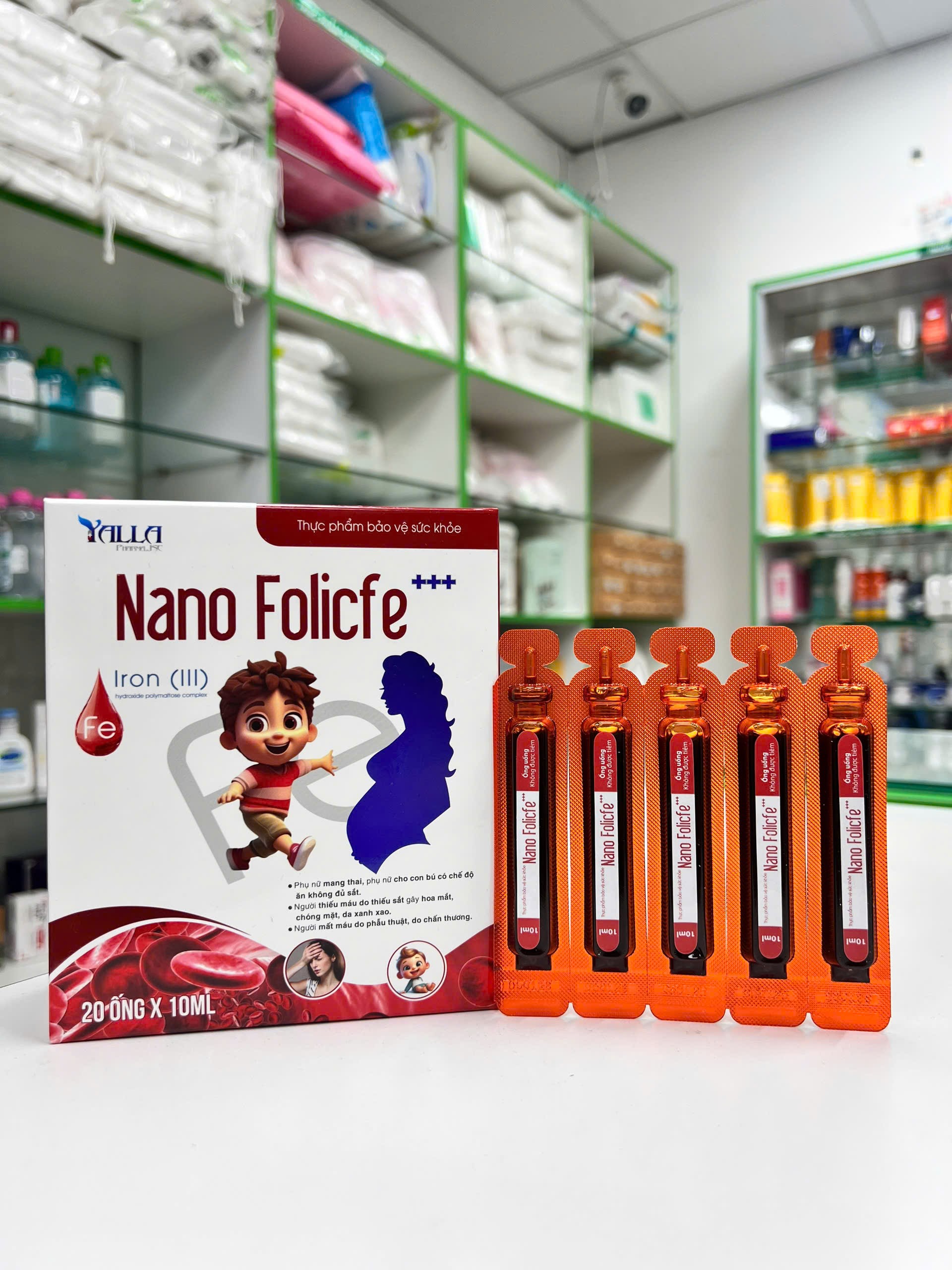 Thực Phẩm Bổ Sung Sắt Nano Folicfe — mặt trước hộp sản phẩm